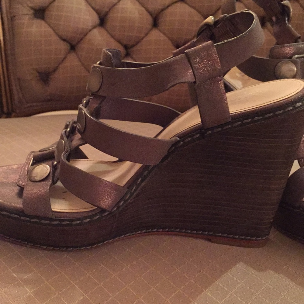Coach Wedge Sandals silver metallic sz7